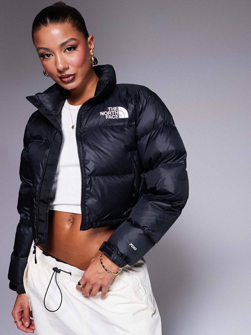 The North Face Black Cropped 700 Down Puffer Jacket